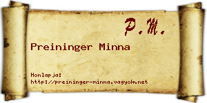 Preininger Minna névjegykártya